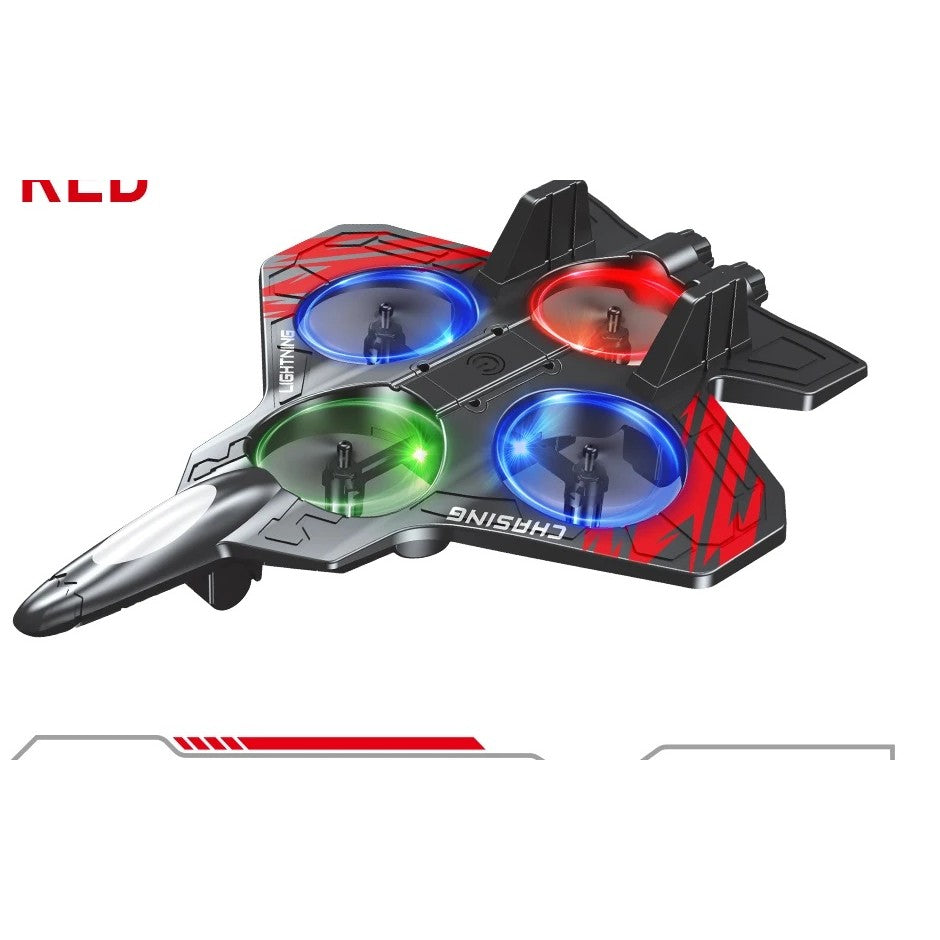 Remote Control Fighter Jet, Foam Stunt Drone with LED Rings