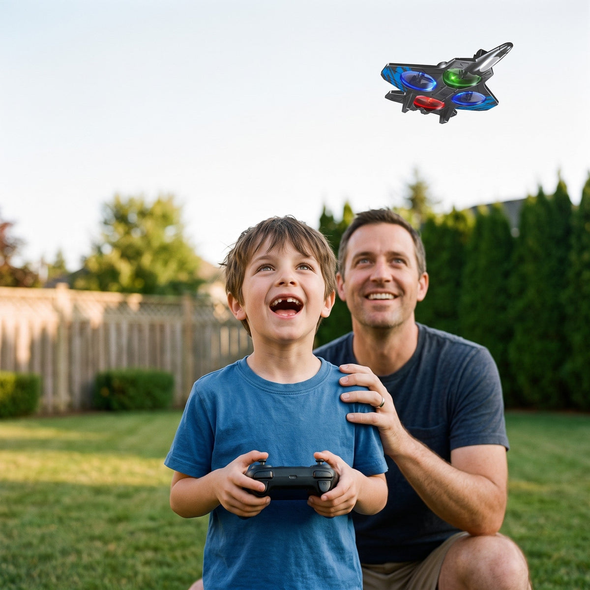 Remote Control Fighter Jet, Foam Stunt Drone with LED Rings