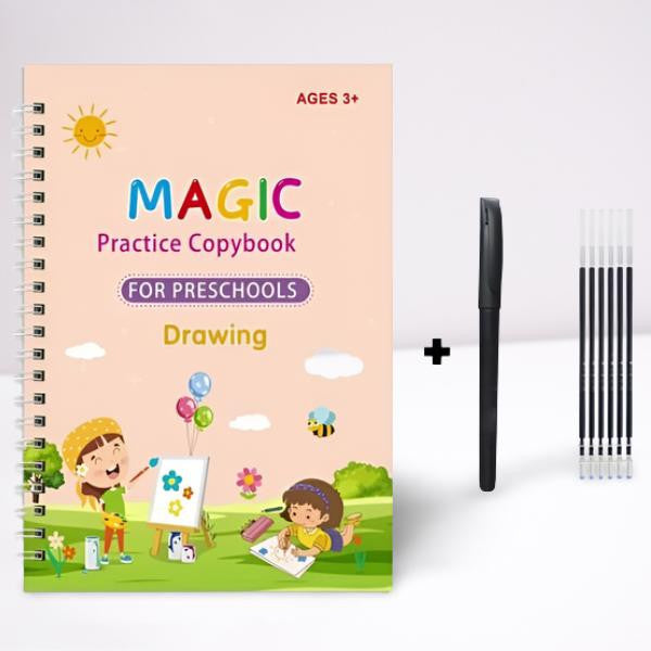 Reusable Magic Copybook with Pen and Refills for Preschoolers
