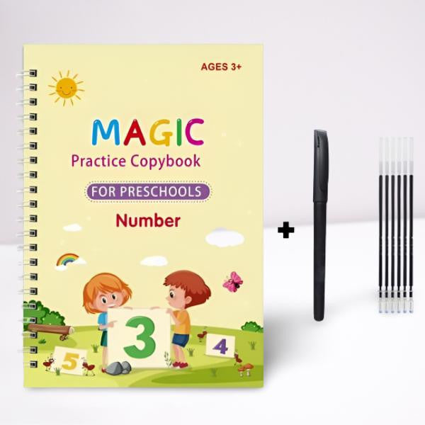Reusable Magic Copybook with Pen and Refills for Preschoolers