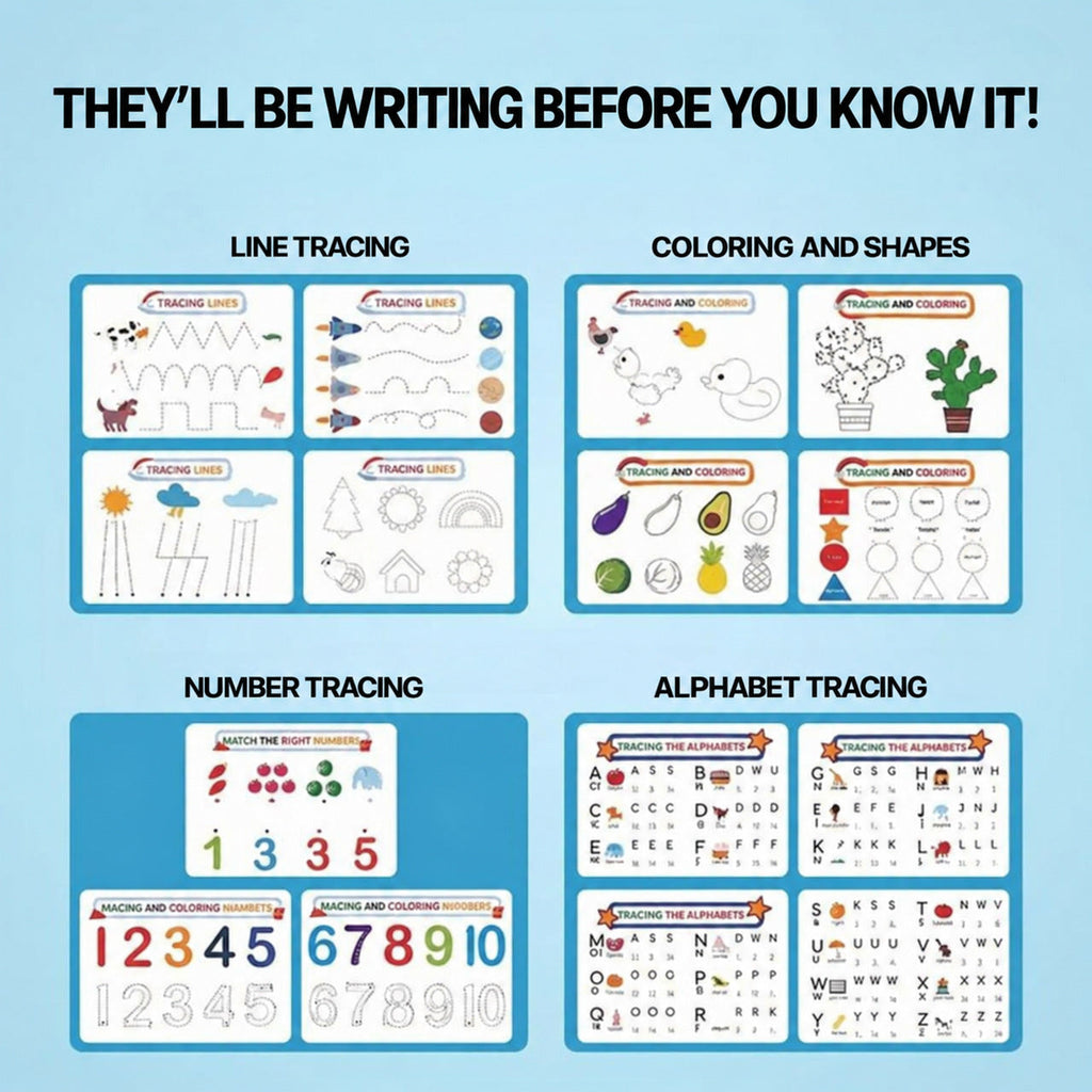 Reusable Preschool Activity Book with 30 Educational Themes