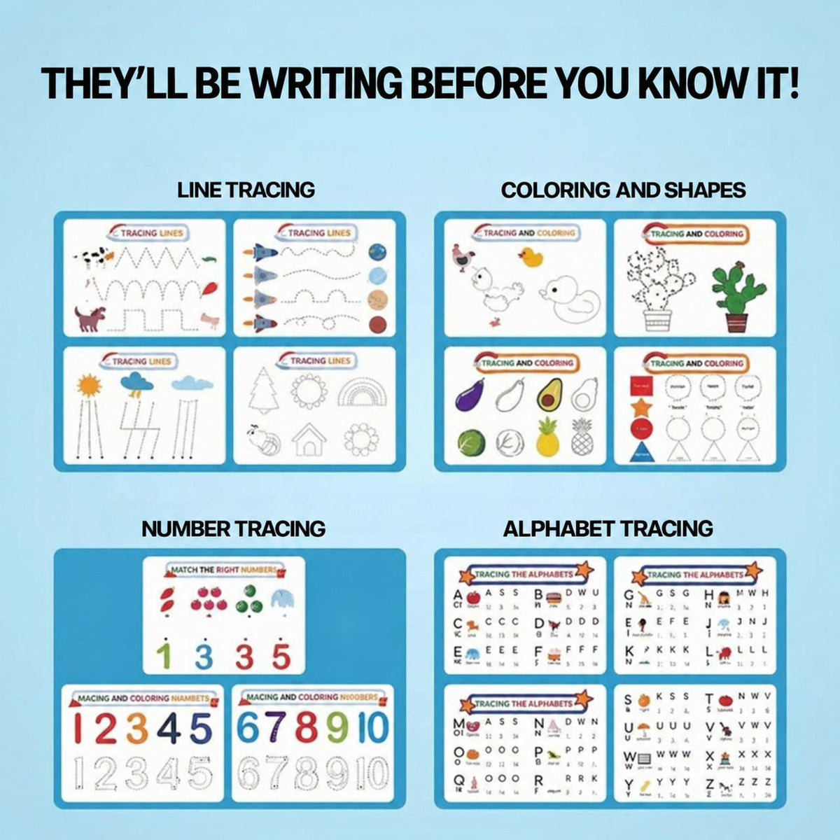 Reusable Preschool Activity Book with 30 Educational Themes