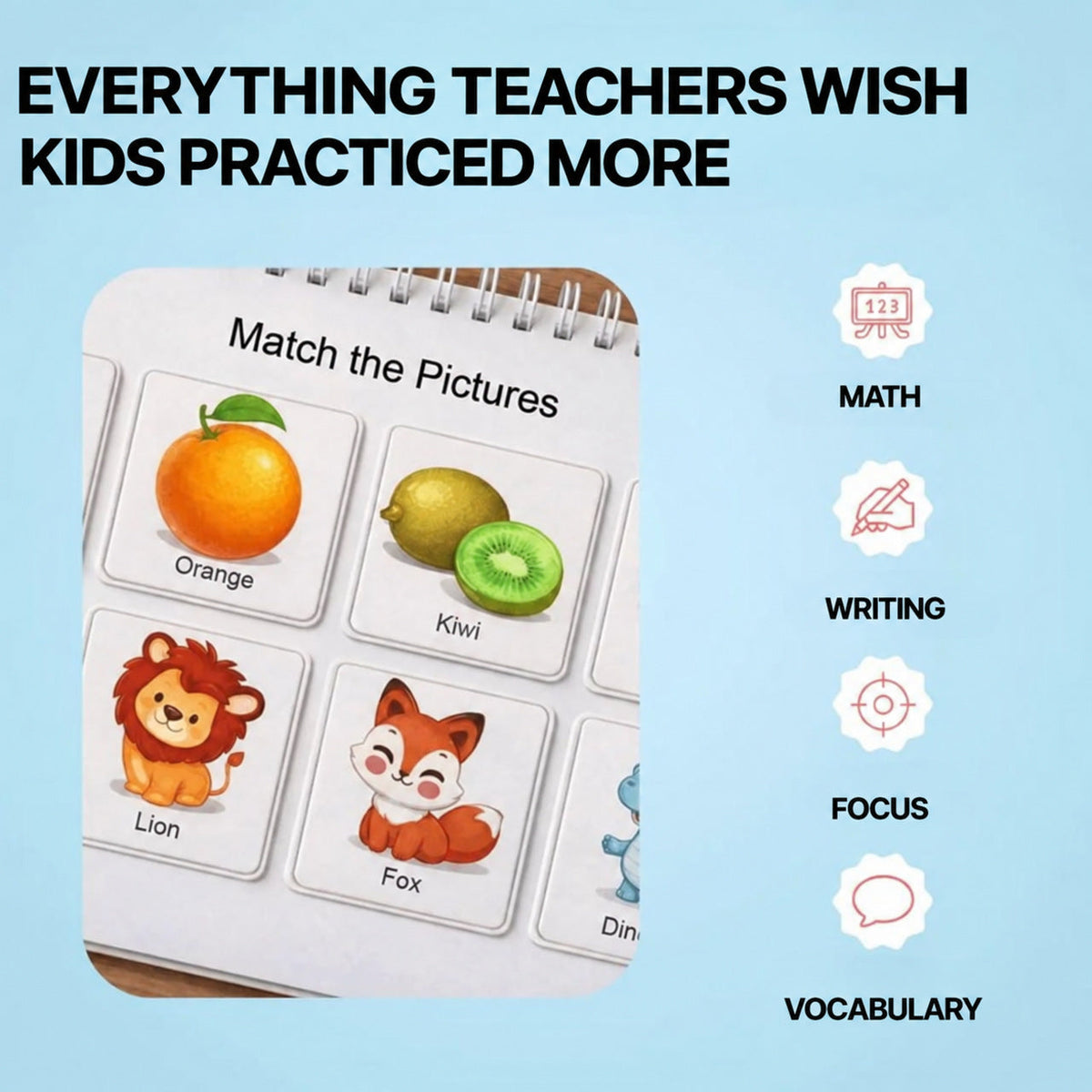 Reusable Preschool Activity Book with 30 Educational Themes