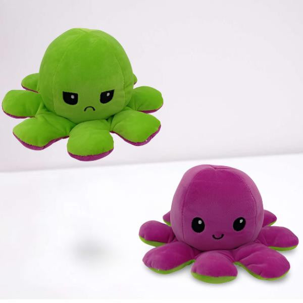 Reversible Octopus Plush with Dual Mood Faces