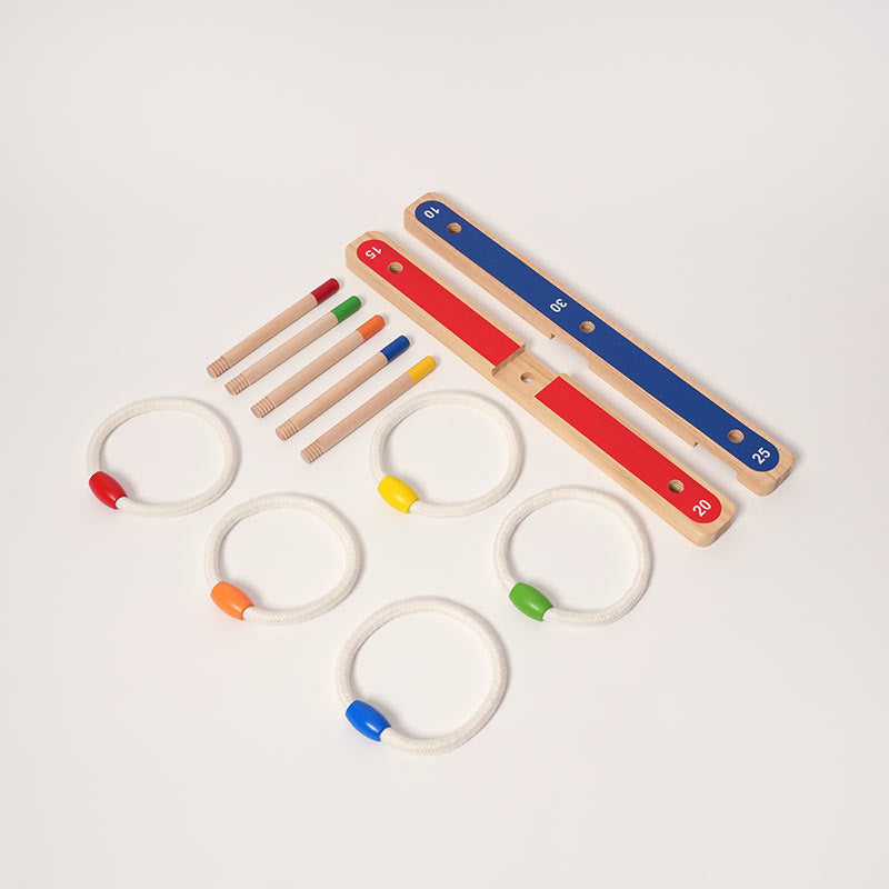 Ring Toss Game with Wooden Posts and Scoring