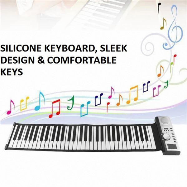Roll-Up Piano Keyboard with 61 Keys and USB Connection