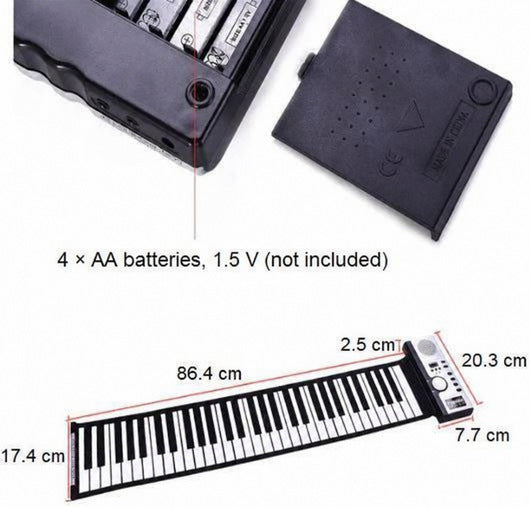 Roll-Up Piano Keyboard with 61 Keys and USB Connection