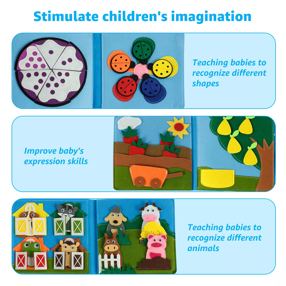 Farm Busy Book with Removable Felt Pieces and Pages