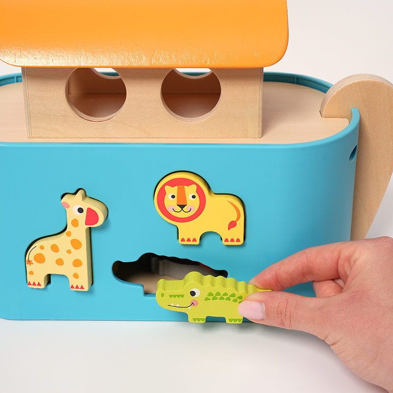 Wooden Noah's Ark Toy with Animals and Storybook