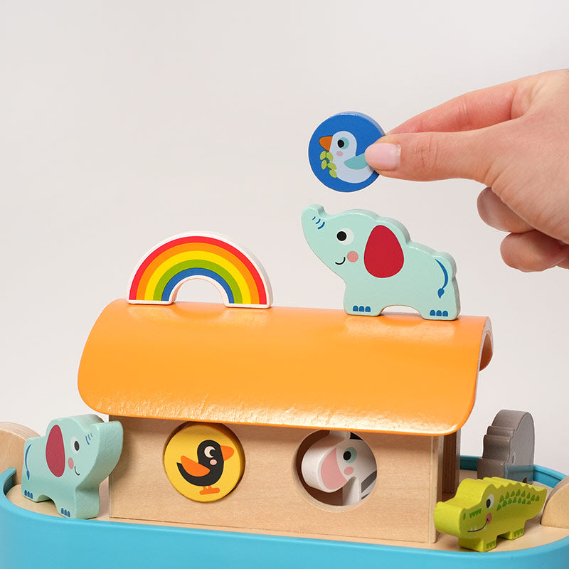 Wooden Noah's Ark Toy with Animals and Storybook