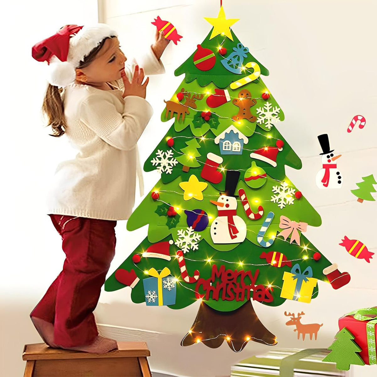 Felt Christmas Tree with 32 Detachable Ornaments