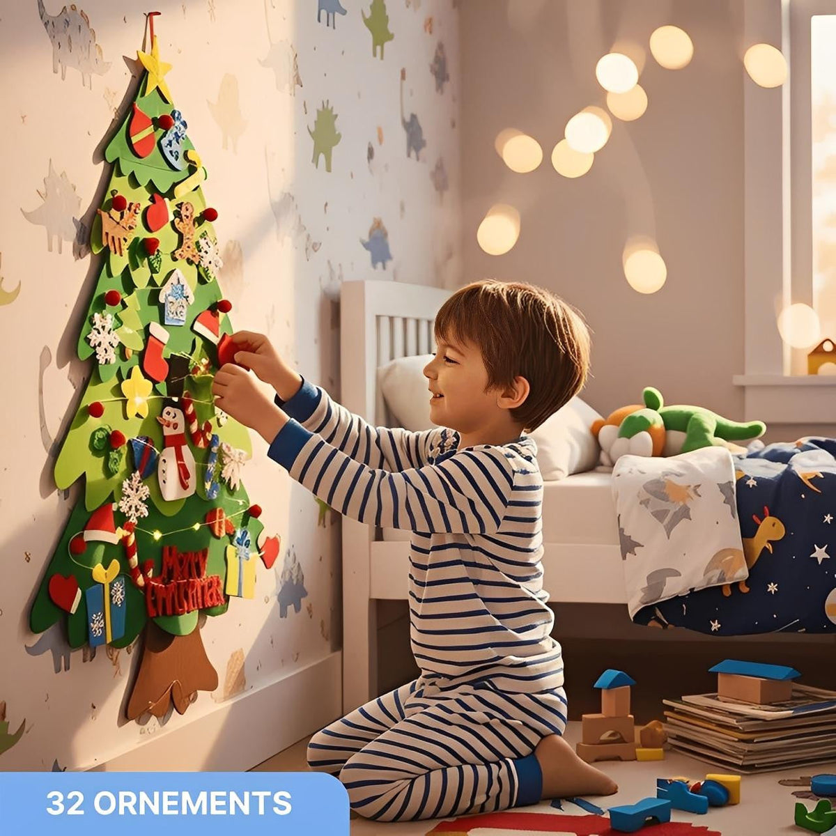 Felt Christmas Tree with 32 Detachable Ornaments