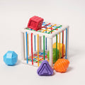 Shape Sorting Toy with 6 Textured Blocks and Elastic Strings