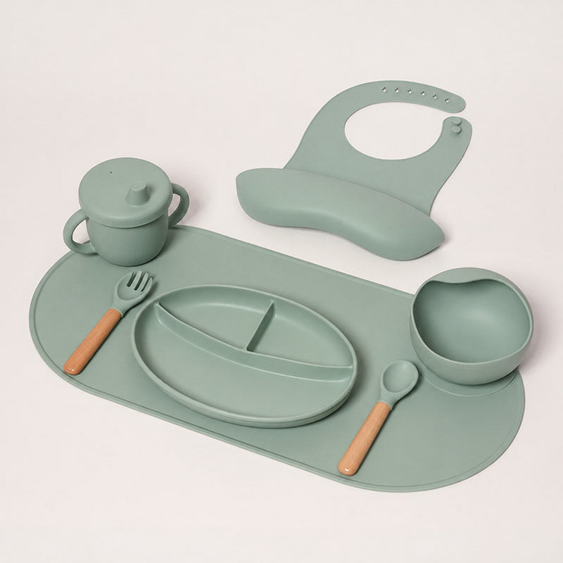 Silicone Baby Dining Set with Non-Slip Mat and Bib