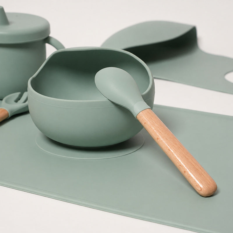 Silicone Baby Dining Set with Non-Slip Mat and Bib