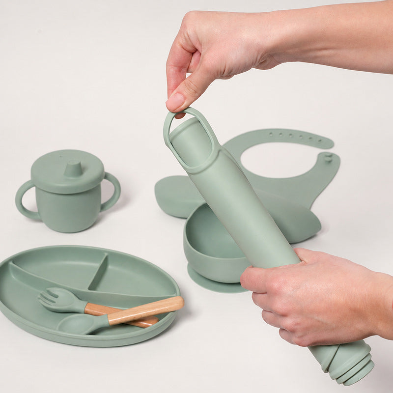 Silicone Baby Dining Set with Non-Slip Mat and Bib