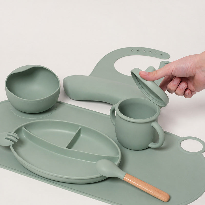 Silicone Baby Dining Set with Non-Slip Mat and Bib