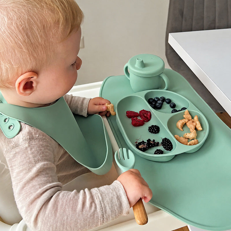 Silicone Baby Dining Set with Non-Slip Mat and Bib
