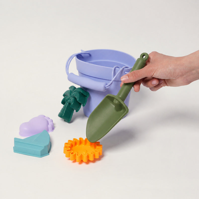 Silicone Beach Toy Set with Bucket and Molds