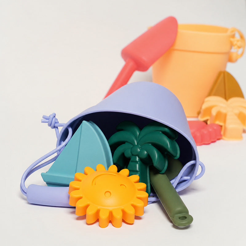 Silicone Beach Toy Set with Bucket and Molds