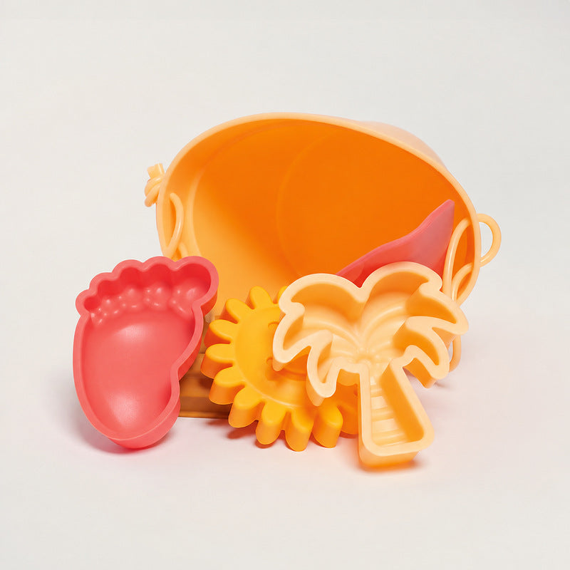 Silicone Beach Toy Set with Bucket and Molds