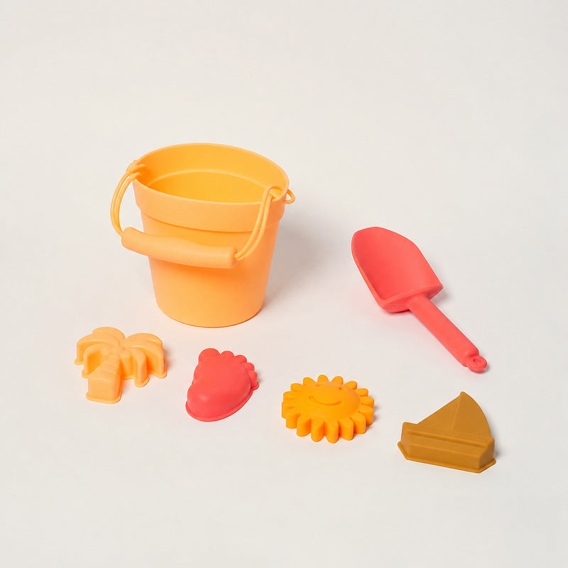Silicone Beach Toy Set with Bucket and Molds
