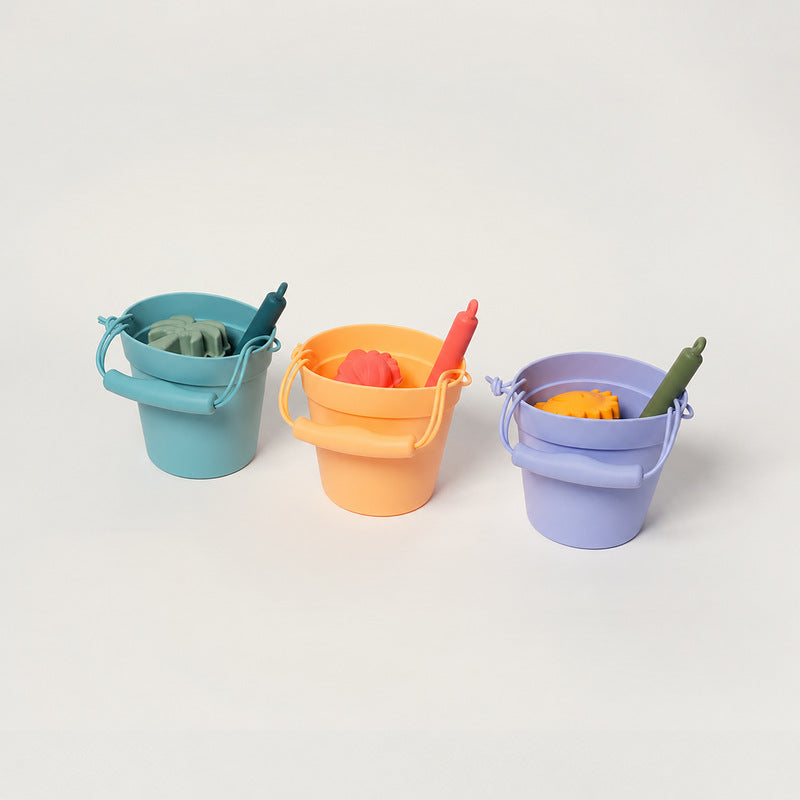 Silicone Beach Toy Set with Bucket and Molds