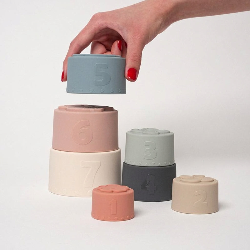 Silicone Stacking Cups Set with Textured Animals