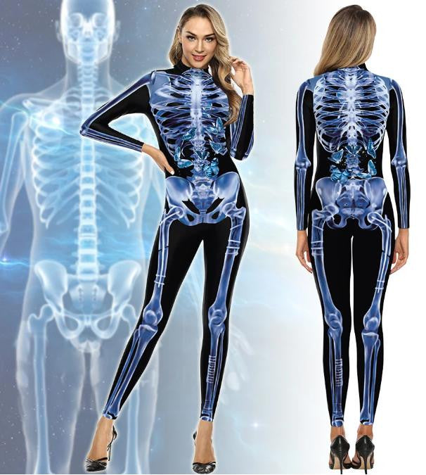 Skeleton Bodysuit Costume with X-Ray Print Design