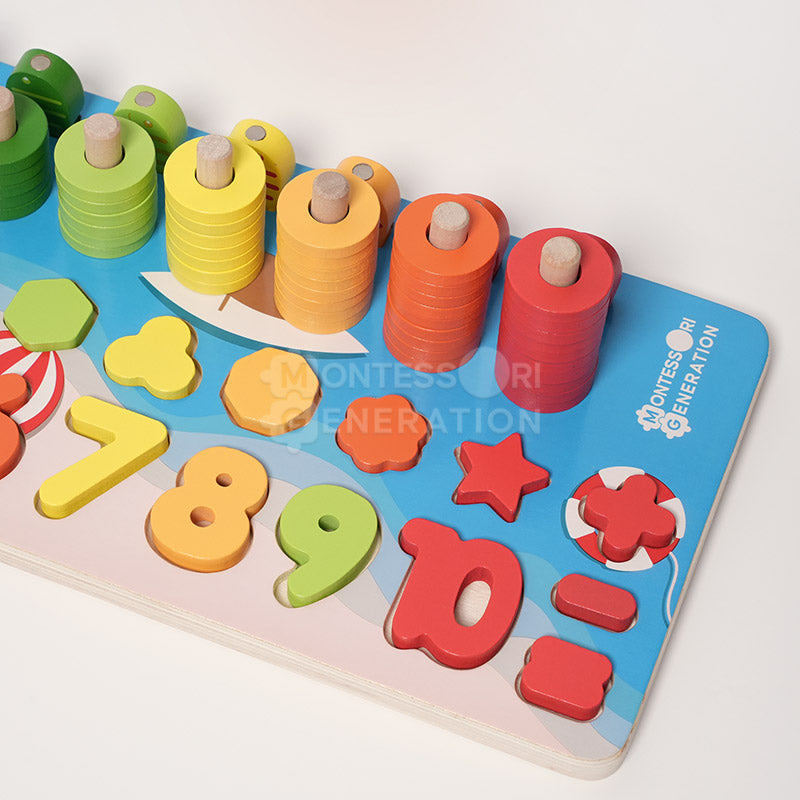 Montessori Counting Board with Numbers and Shapes
