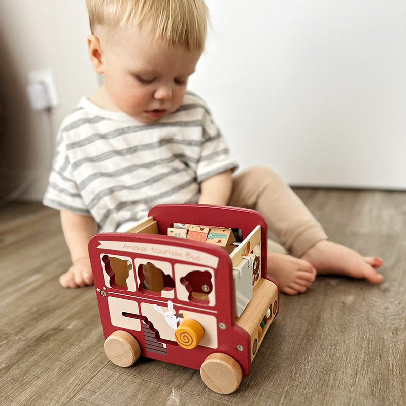 Wooden Activity Bus with Shape Sorter and Xylophone