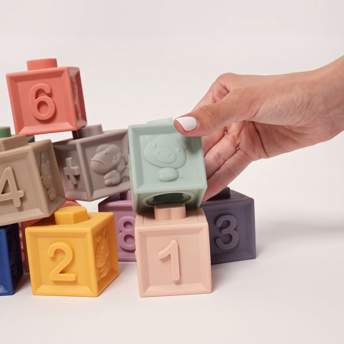 Soft Baby Blocks, 12-Piece Silicone Sensory Set