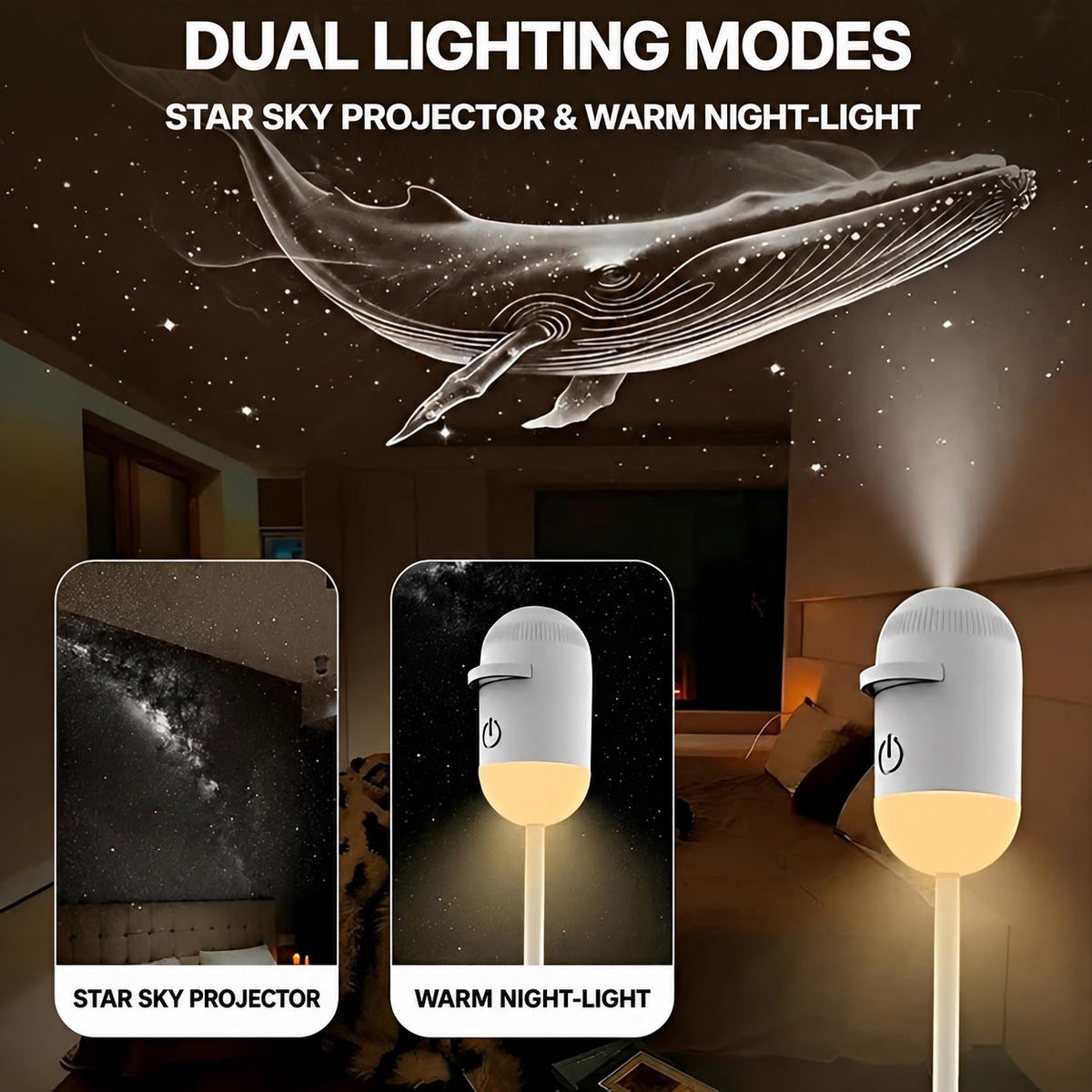 Star Projector Night Light with Interchangeable Films
