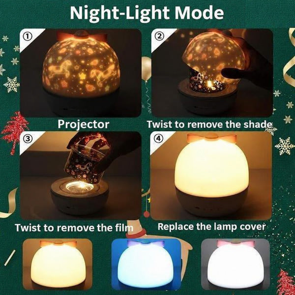 Star Projector Night Light with 6 Film Themes and Rotation