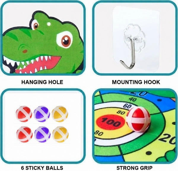 Sticky Ball Dart Set with Dinosaur Target and Bow