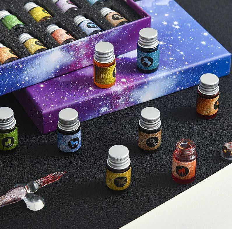 Glass Dip Pen Set with Crystal Holder and Ink