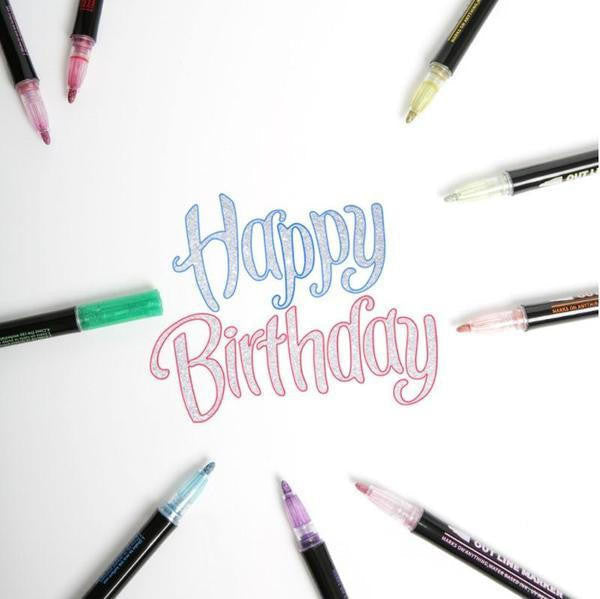 Metallic Outline Markers with Star Caps Set of 8 or 12