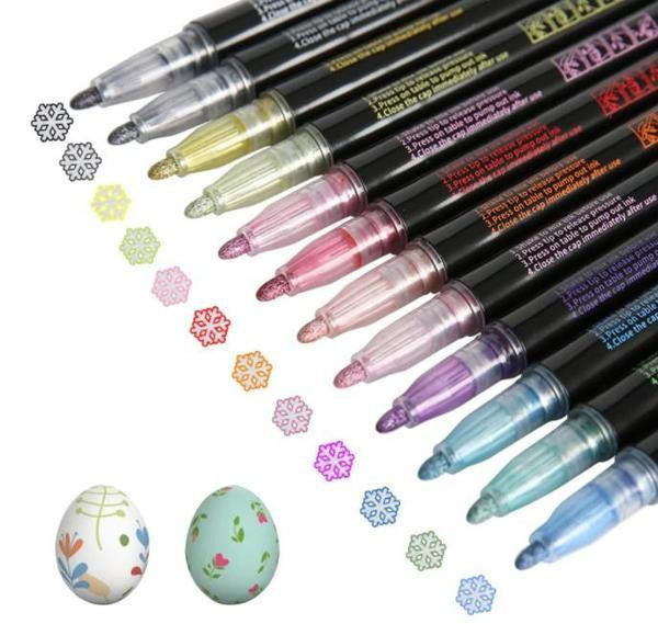 Metallic Outline Markers with Star Caps Set of 8 or 12