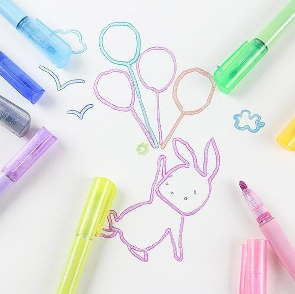 Metallic Outline Markers with Star Caps Set of 8 or 12
