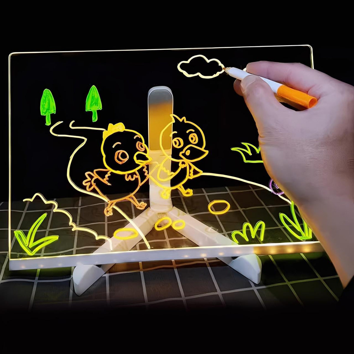 Light Drawing Board with Neon LED Glow Effect