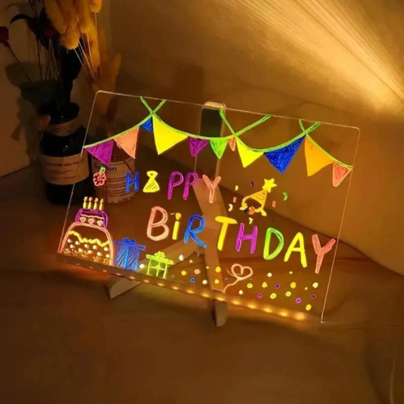 Light Drawing Board with Neon LED Glow Effect