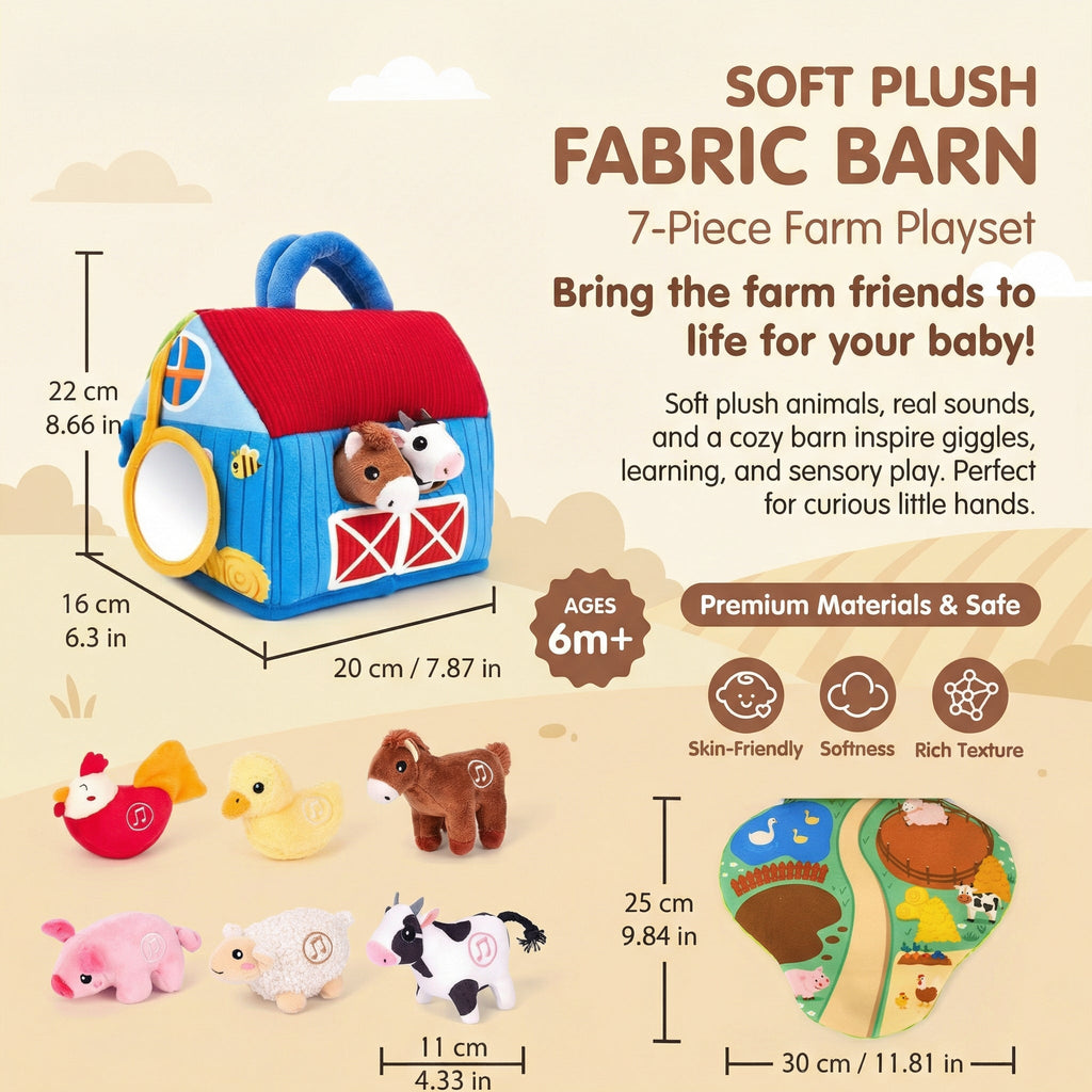 Talking Farm Barn, 6 Plush Animals That Say Their Names