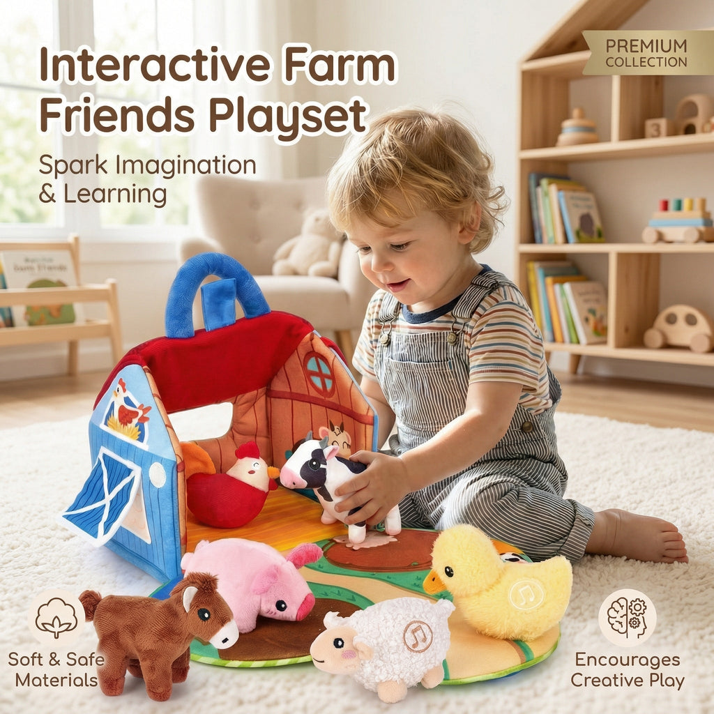 Talking Farm Barn, 6 Plush Animals That Say Their Names