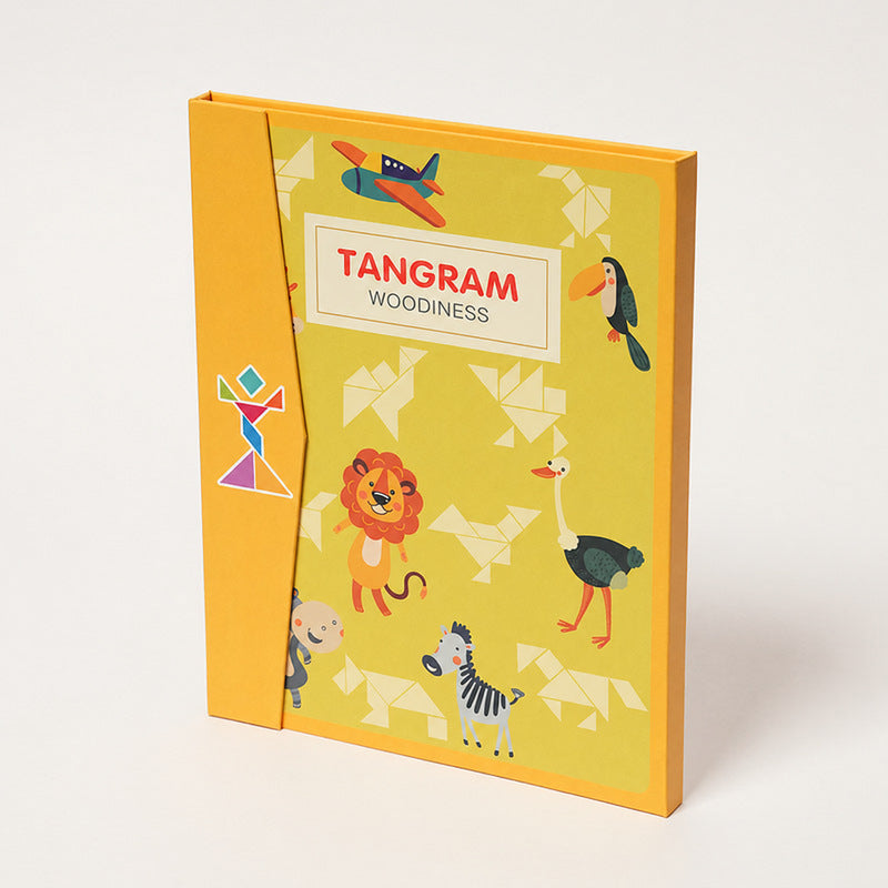 Tangram Puzzle Book with Magnetic Wooden Pieces for Kids