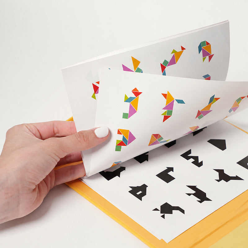Tangram Puzzle Book with Magnetic Wooden Pieces for Kids