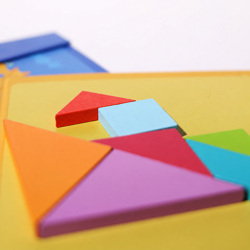 Tangram Puzzle Book with Magnetic Wooden Pieces for Kids