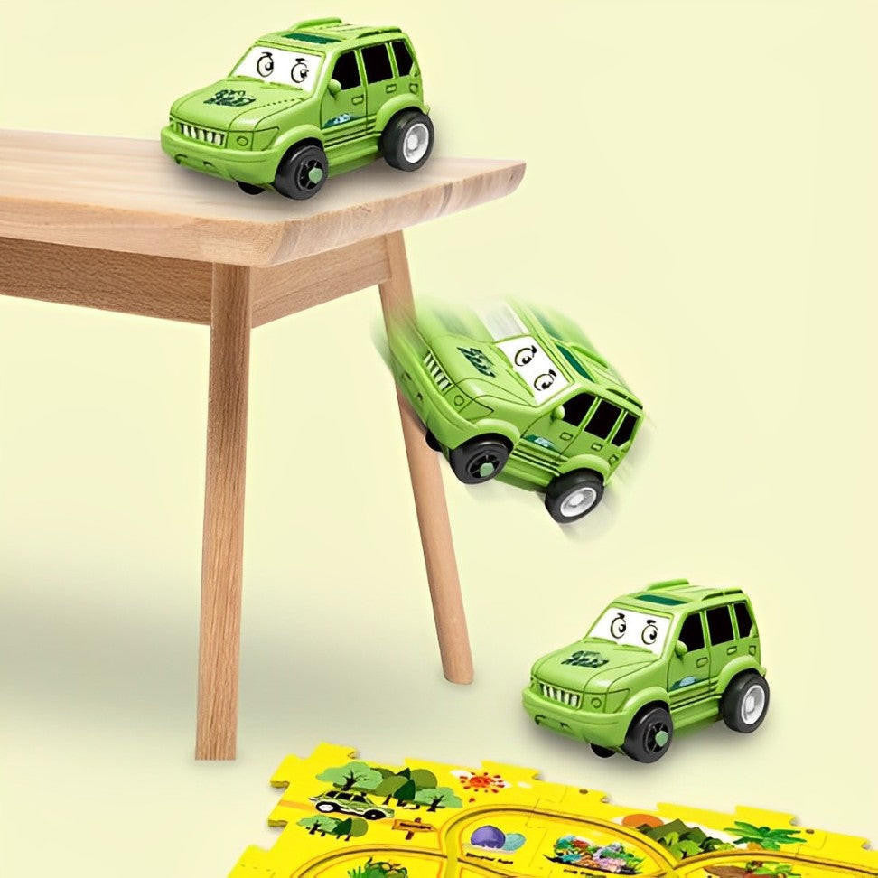 Puzzle Track Car Mat with Modular Road Sections