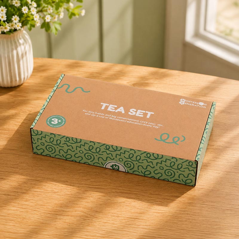 Wooden Tea Set with Tray and 14 Pretend Play Pieces