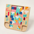 Tetris Puzzle Board with Colorful Wooden Shapes