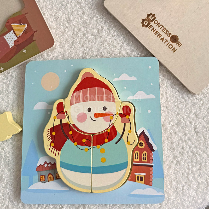 Christmas Wooden Puzzles, 3-Piece Toddler Set